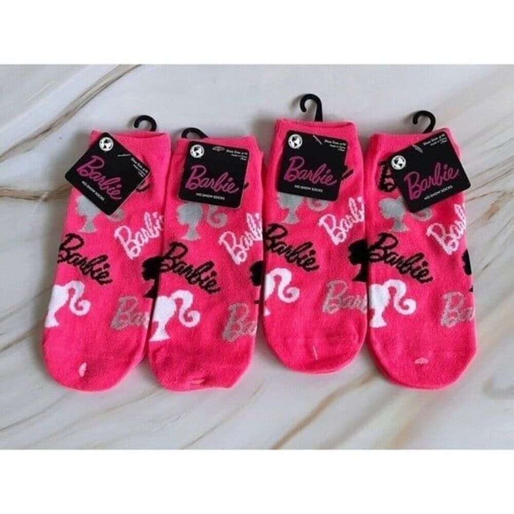 4 Sets Barbie Kid's No-Show Socks, Girls Shoe Size 4-10 Mattel